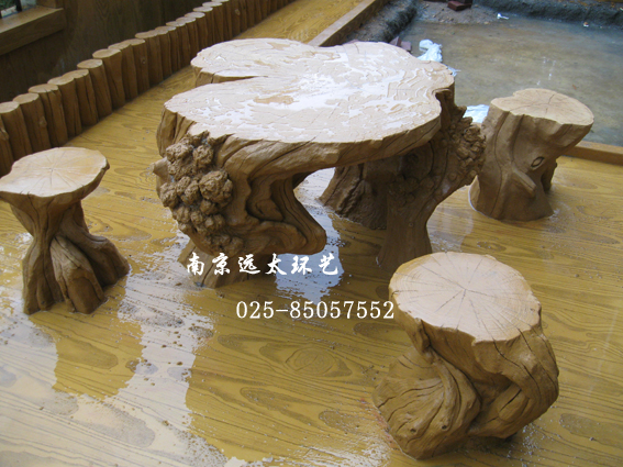水泥直塑仿木座椅