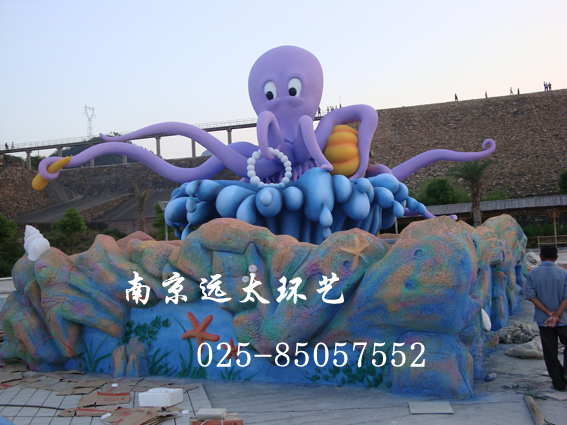 主题公园大型水泥章鱼雕塑